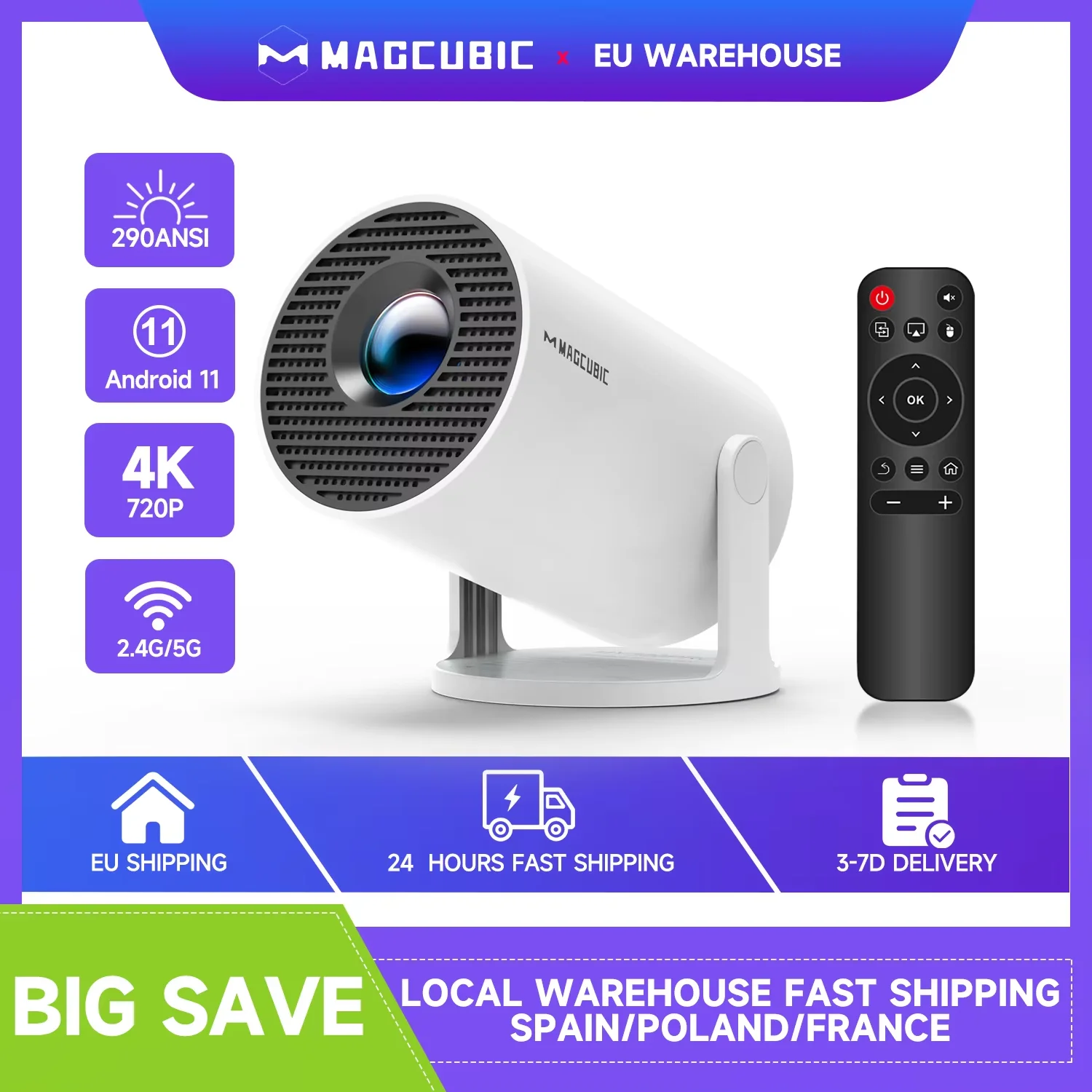 Magcubic-Projektor 4K Android 11 HY300 Pro Wifi6 290ANSI Allwinner H713 BT5.0 1080P 1280*720P Cinema Outdoor Tragbare Projektoren