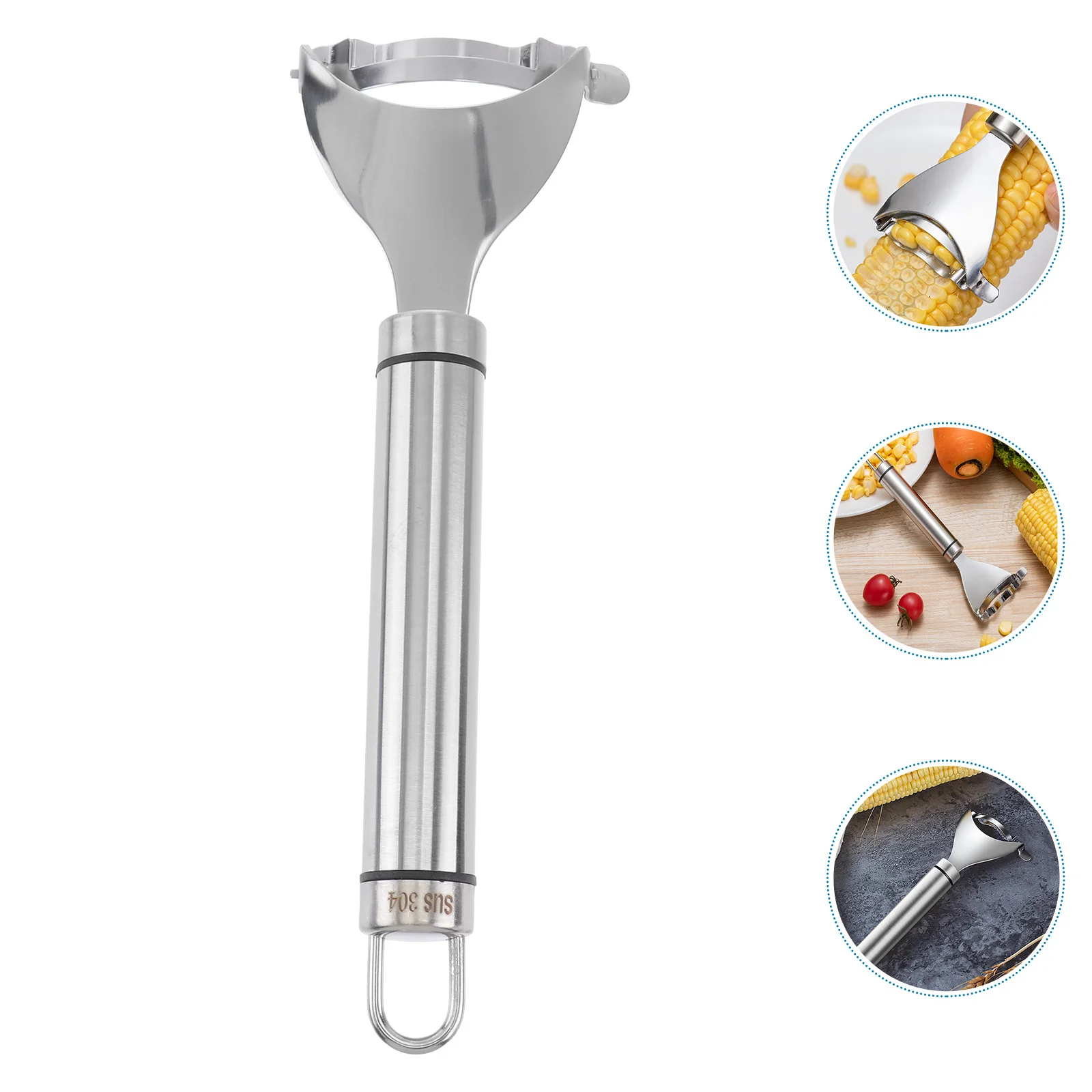 

Stainless Steel Peeler Kitchen Tool For Corn On The Cob Remover Smooth Handle Dishwasher Safe Corn Cutter Veggie Prep Tool