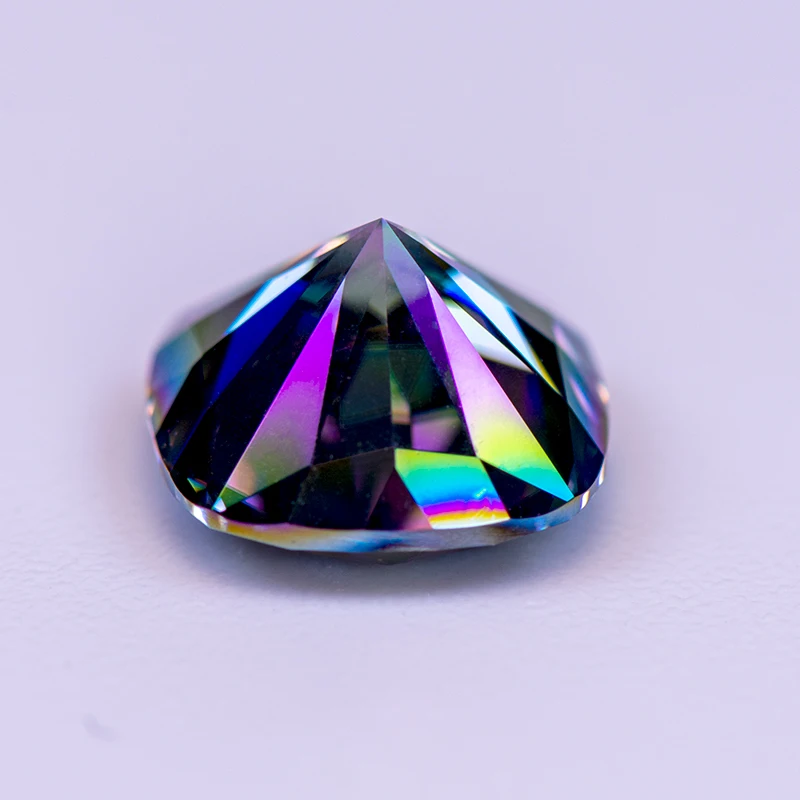 Moissanit-Stein, quadratische Kissenform, Regenbogen-Grün, VVS1, Edelstein-Charms-Perlen für DIY-Schmuckherstellung mit Zertifikat – Detail 5
