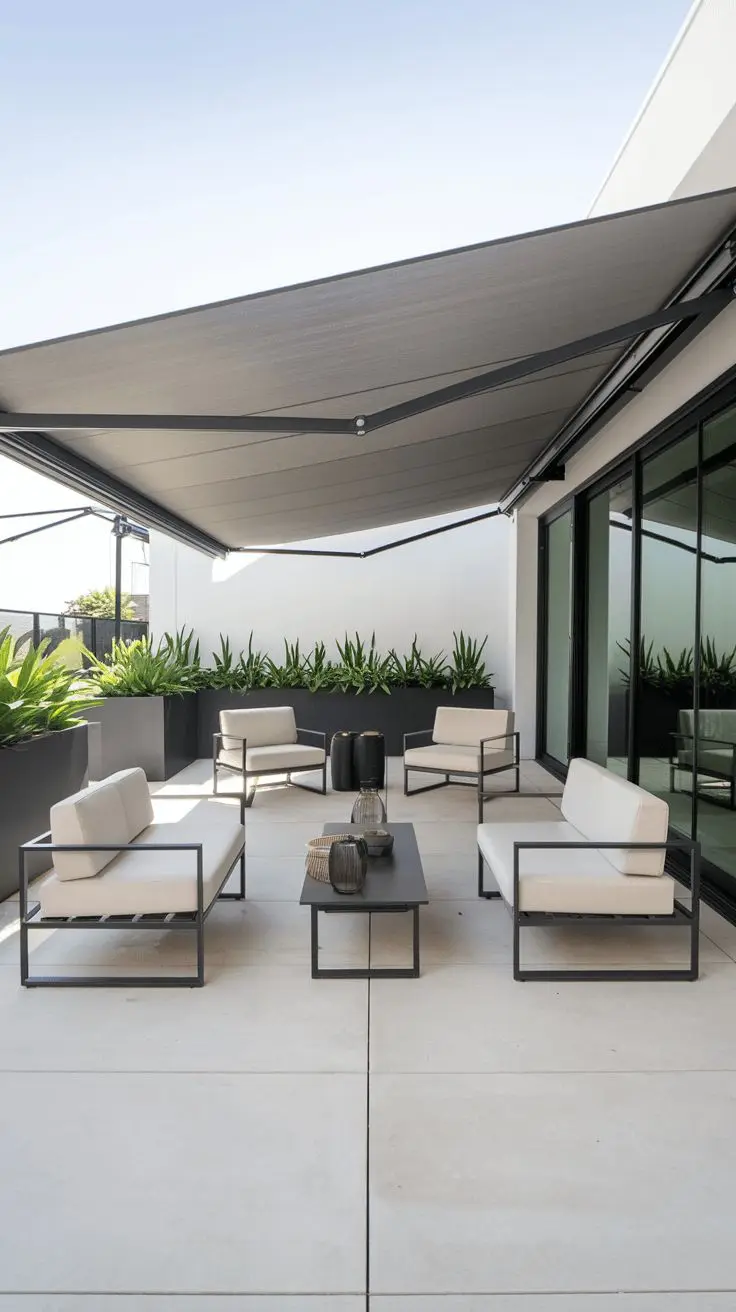 

Electric Heavy Duty Awnings Outdoor Wall Mounted Garage Retractable Sun Shade Aluminum Arms Motorized Full Cassette Awning