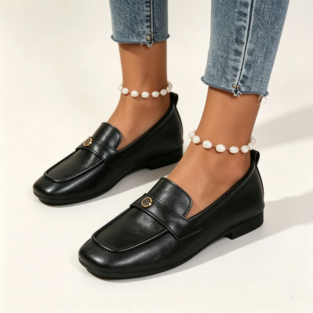 Chic Women Vintage Rose Decor Loafers, Stylish Slip‑On Round Toe Flats, Trendy All‑Match Casual Shoes for Everyday Outfits