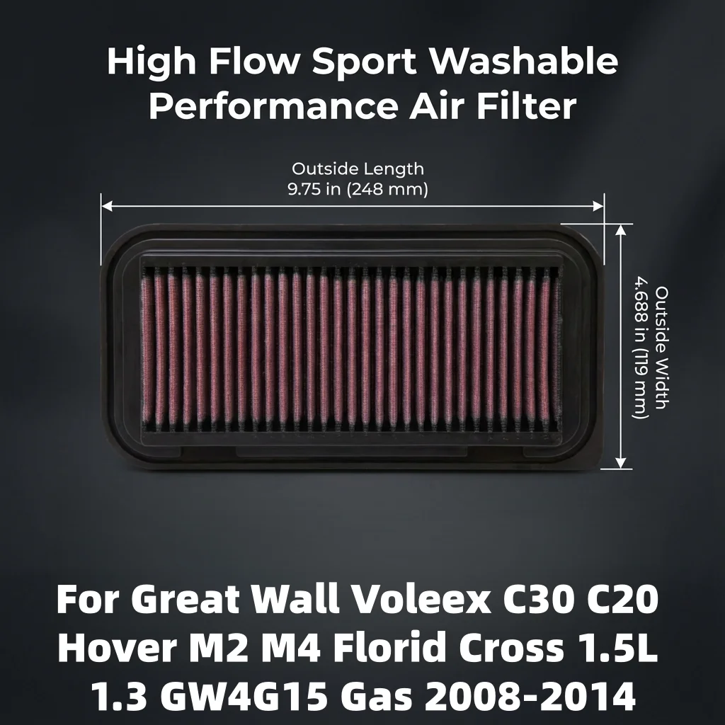 For Great Wall Voleex C30 C20 Hover M2 M4 Florid Cross 1.5L 1.3 GW4G15 Gas 2008-2014 High Flow Sport Washable Air Filter 33-2210