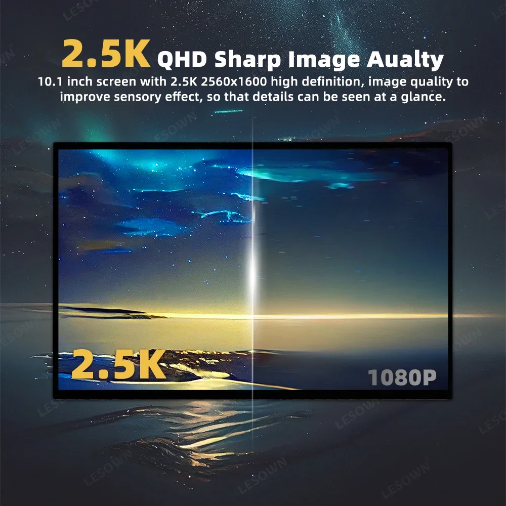 LESOWN 10.1 inch 2560x1600 USB C Portable Monitor 92%sRGB 16:10 HDMI-Compatible IPS Touchscreen Sub Display for Drawing Computer