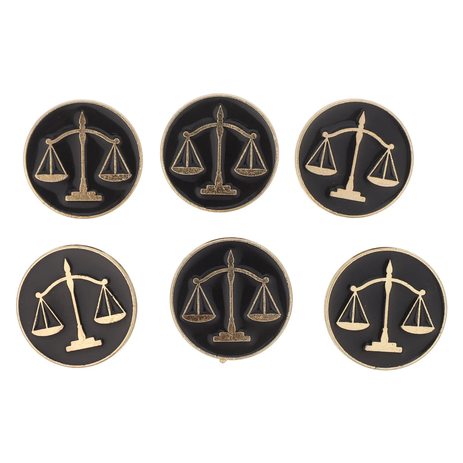 6Pcs Metal Justice Scale Lapel Pins Vintage Lawyer Brooch for Men Women Law School Attorney Suit Collar Decoration