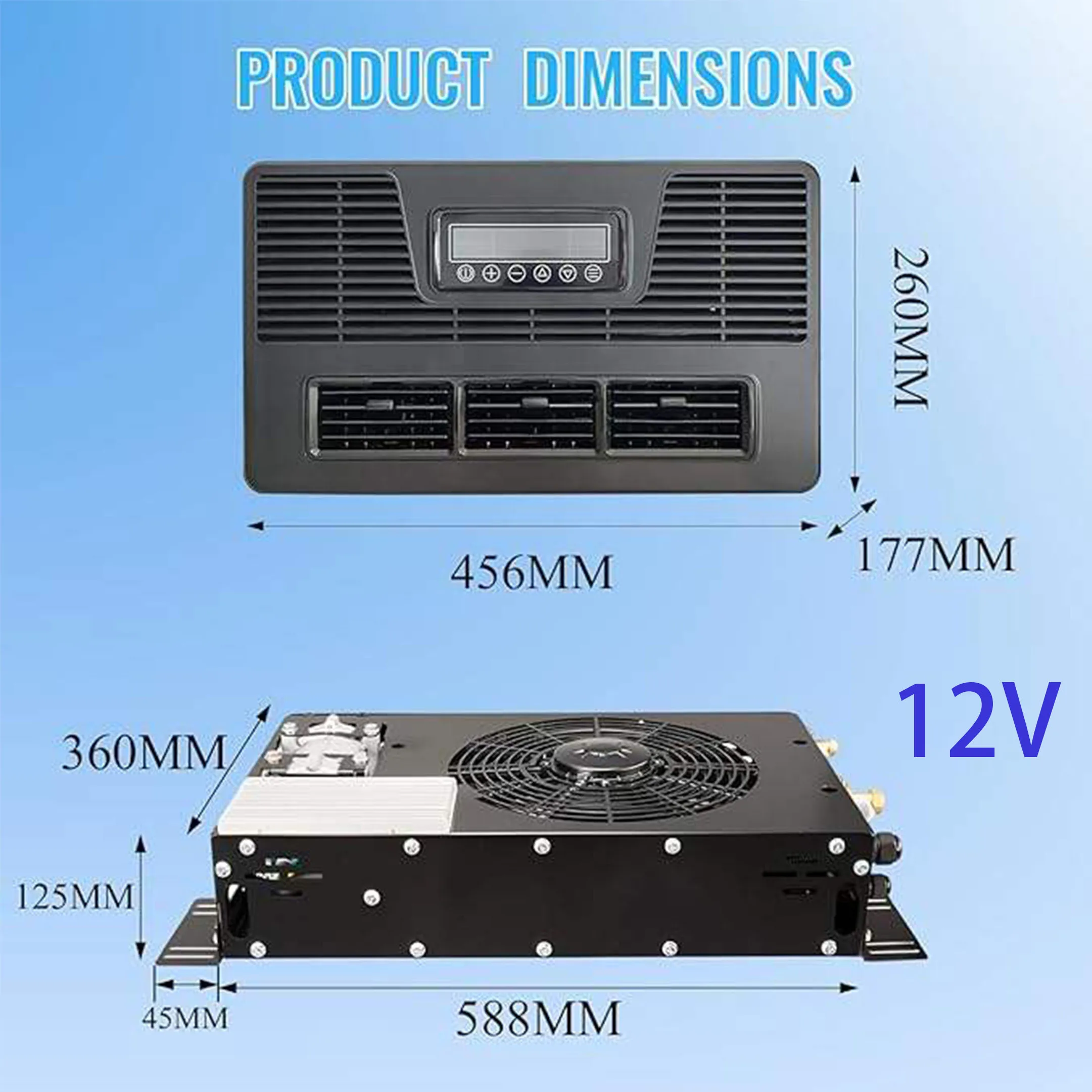 Silent Hidden DC 12V Electric Air Conditioner, Universal Split 12V Air Conditioner for Campers, Trucks, Vans, Excavators