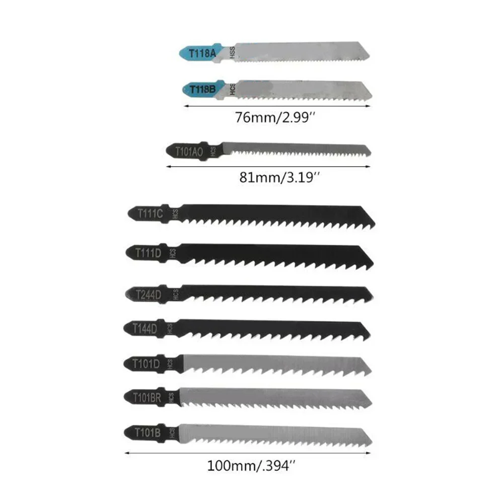 10 pçs/set Jigsaw lâminas madeira Metal corte folha lâmina de serra cortador T101B/T101BR/T101D/T144D/T244D/T111D/T118A/T118B