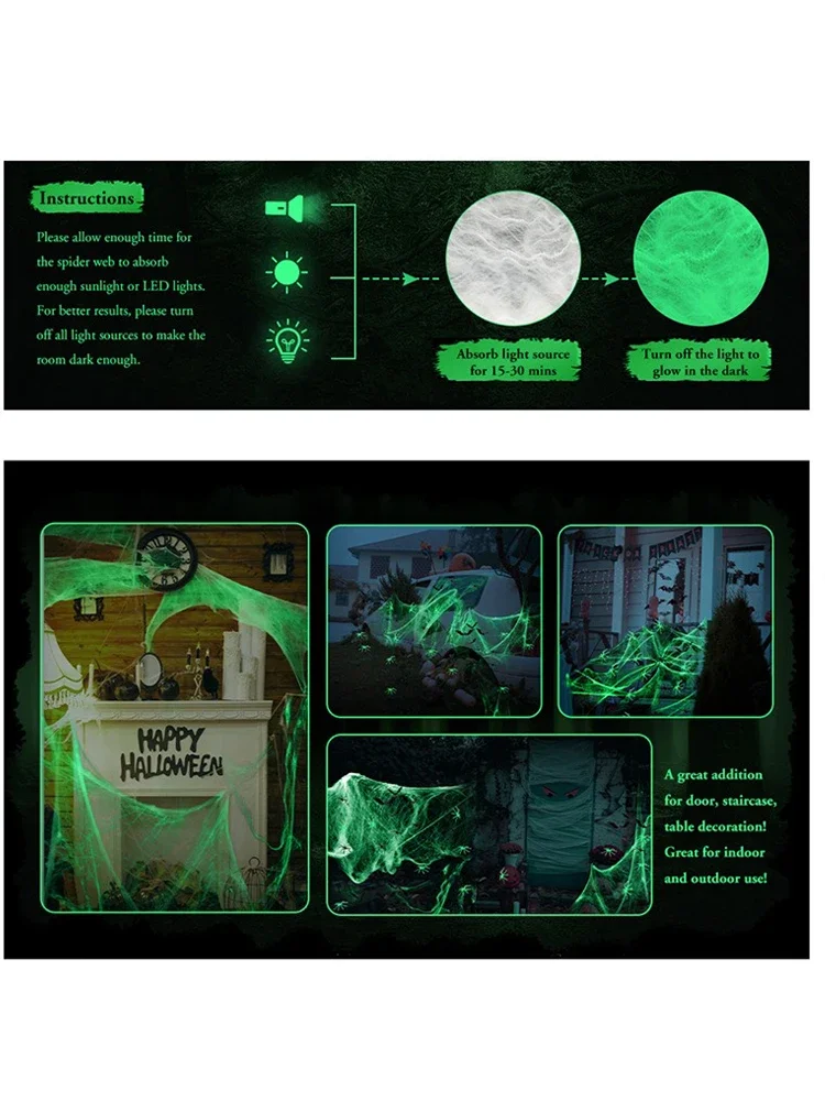 Decorações de festa de halloween rotowo aranha luminosa ao ar livre horror casa assombrada decoração adereços para porta decoração do quarto
