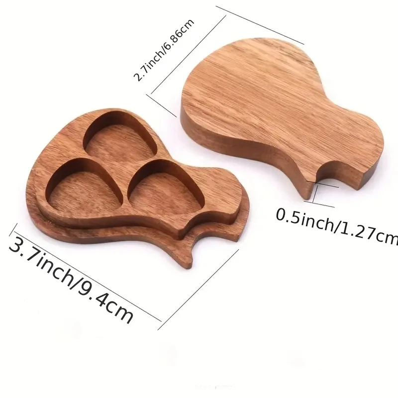 Wooden Guitar Picks Box Guitar Shaped Plectrum Case Container Acoustic Electric Guitar Pick Storage Organizer For Christmas Gift