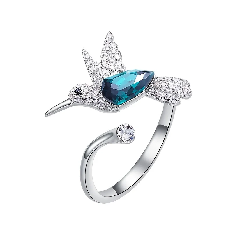 Joyful Adjustable Hummingbird Ring in White K Plating - Perfect Birthday & Party Gift for Daughters, Granddaughters Best-selling