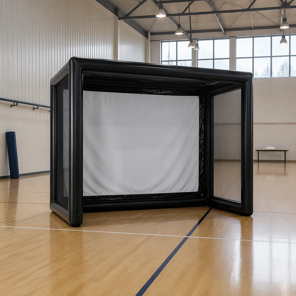 2027  Custom Portable Inflatable Golf Simulator Tent Enclosure Hitting Cage with Projector Screen Indoor Outdoor Backyard Garage