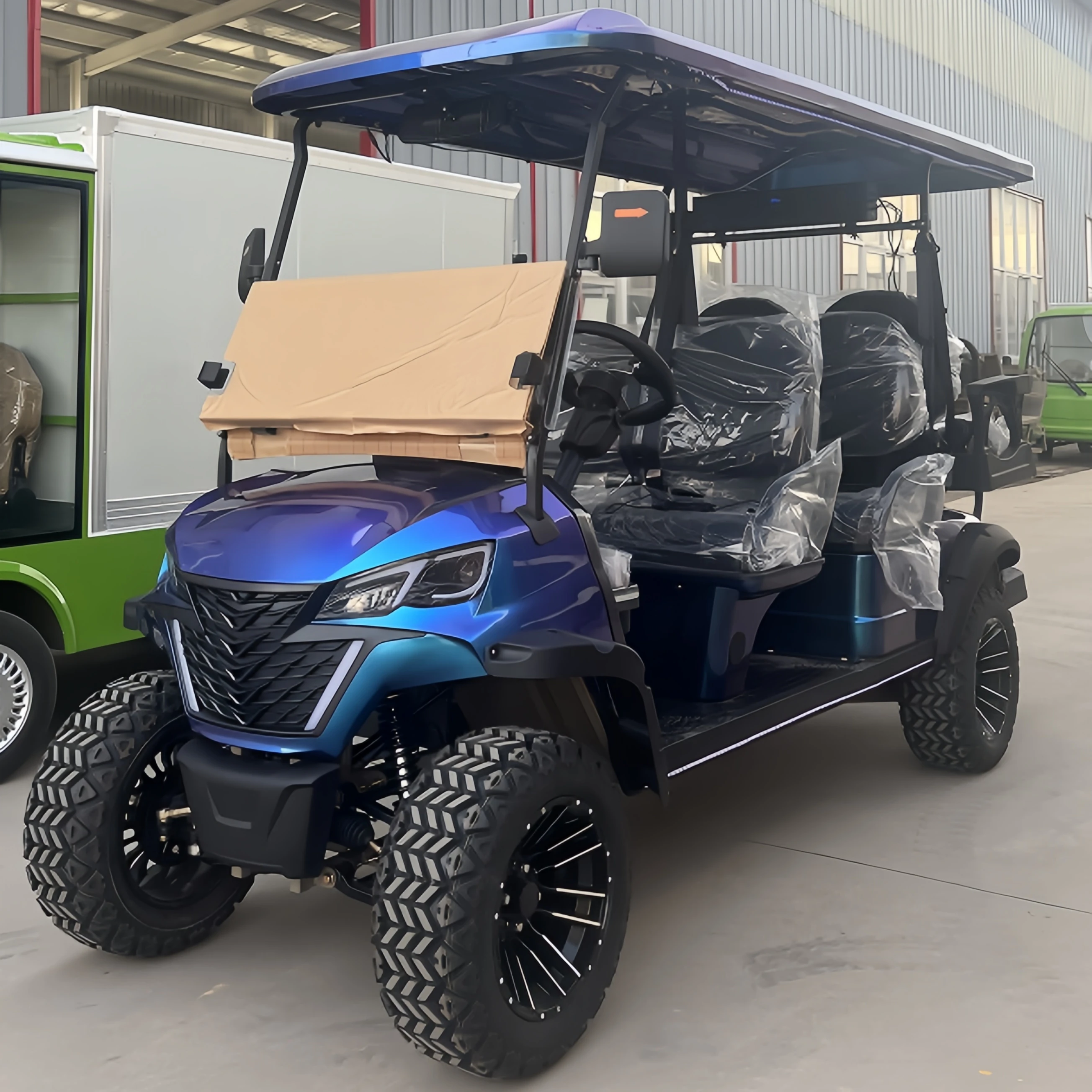 Lithium Battery Off Road 4+2 seater Electric Golf Hunting Buggy Vehicle Electric 4+2 Passengers Golf Cart