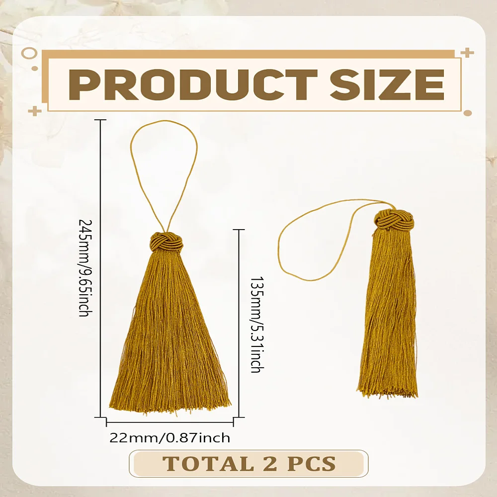 2Pcs Nylon Tassel Pendant Dark Goldenrod Keychain Tassels Pendants Decoration for Earring Jewelry Keychain Curtain Car Hanging