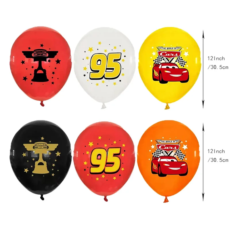12pcs Disney Cars Cartoon McQueen Car-shaped Aluminum Film Balloon Cars Birthday Party Banquet Background  Party Decoration