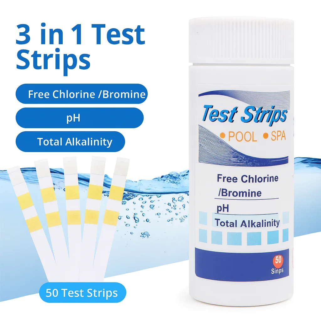 50pcs/set Chlorine PH Test Strips, 3 in 1 Water Test Paper, Multipurpose Hardness Tool for Swimming Pool, SPA, Aquarium