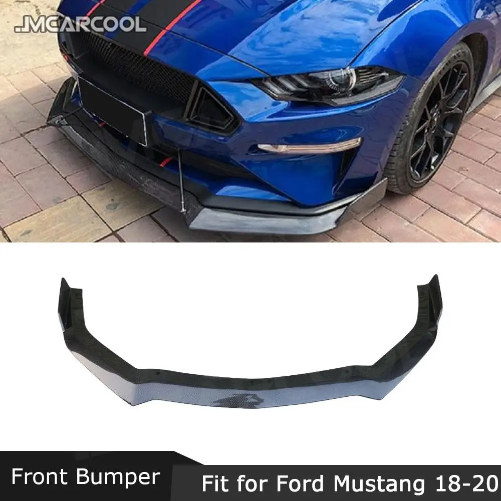 

JMCARCOOL передний бампер из углеродного волокна, спойлер для подбородка для Ford Mustang 2018-2020, автомобильный бампер, FRP, украшение для подтяжки лица автомобиля
