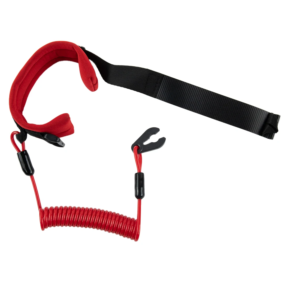 Cordón de muñeca flotante rojo y negro para Kawasaki Jet Ski, cordón de PU duradero con hebilla de aleación de aluminio MPN:-3809 92072, 92072-3816, 1 unidad