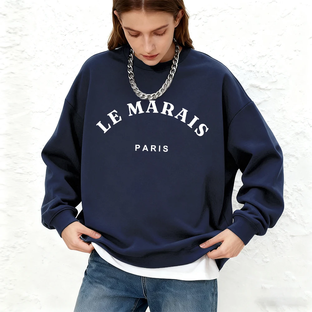 لو ماراي باريس يطبع المرأة هوديس الخريف Crewneck بلوزات أساسيات الدافئة الركض المتضخم الشارع الشهير ملابس امرأة غير رسمية