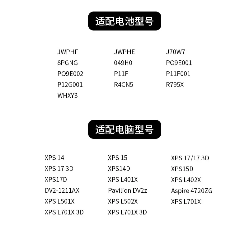 JWPHF/XPS14 مناسبة لبطارية الكمبيوتر المحمول Dell JWPHF L502X L501X L701X L402X L401X XPS 14