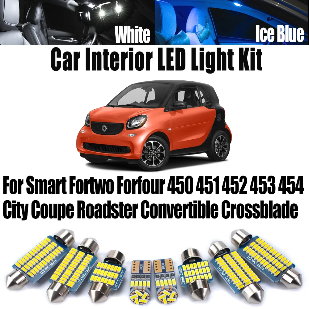 Canbus LED Interior Ceiling Light Kit For Smart Fortwo Forfour 450 451 452 453 454 City Coupe Roadster Convertible Crossblade