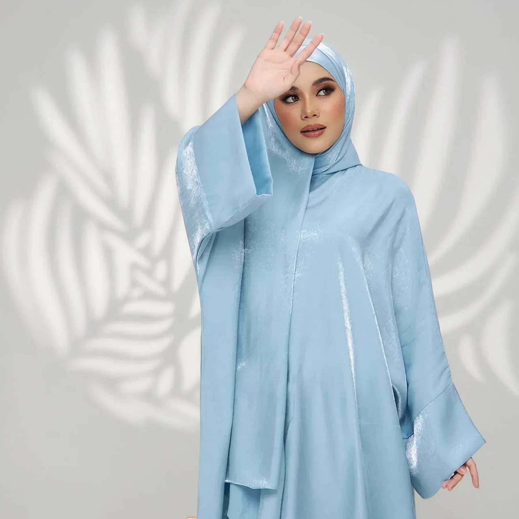 

Ramadan Abaya 2025 Prayer Dress with Attached Scarf Luxury Dubai Glitter Cloth Muslim Elegant Abayas for Women Hijab Robe Islam