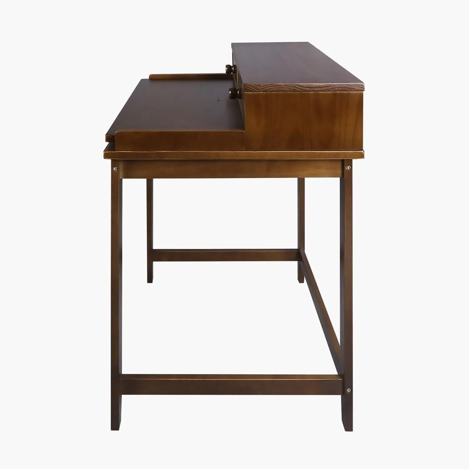 Medieval Office Computer Desk with Hutch & Pull-Out Tray, Concealed Storage, Solid Pine Wood, 22