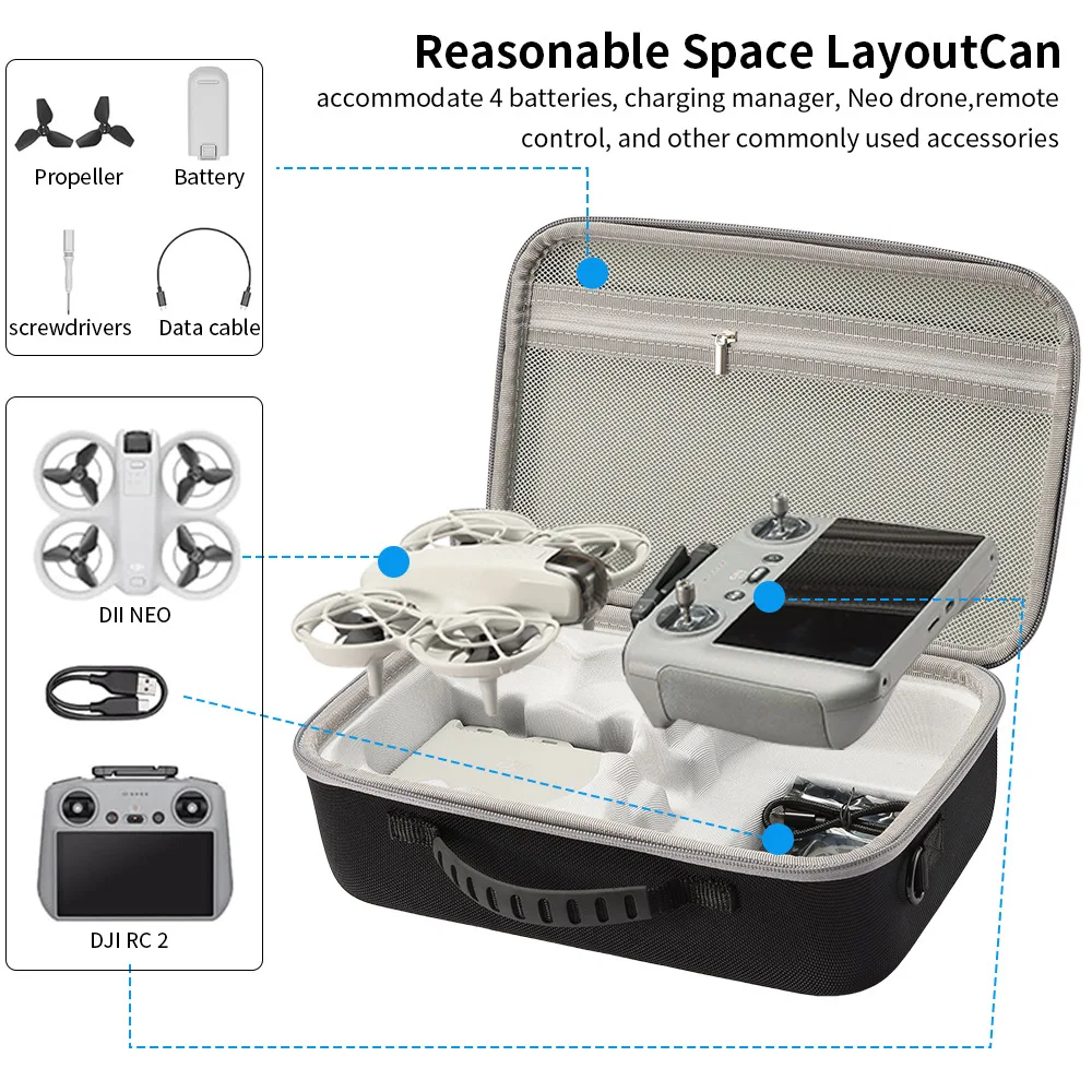

Carrying Case for DJI Neo Portable Storage Protective Bag for DJI Neo Fly More Combo Accessories, with RC-N3 Remote Controller