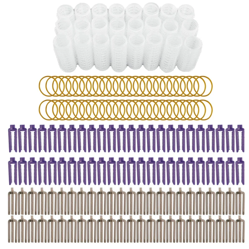 

Big Size 24Pcs/Set Salon Nylon Hook & Loop Hair Rollers Set Hair Root Perm Rods Bars Curlers with Clips & Rubber Bands