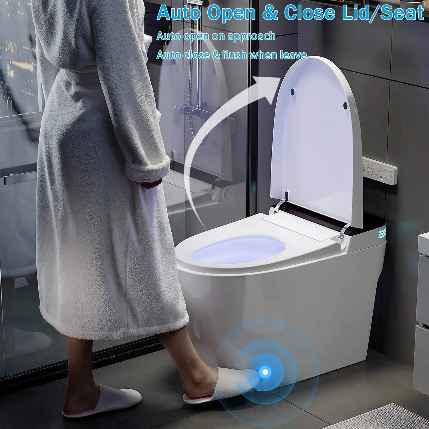 Smart Toilet Bowl Electric Bidet Toilet Ceramic One Piece Intelligent Toilet Fully Automatic Water Closet for Home Bathroom