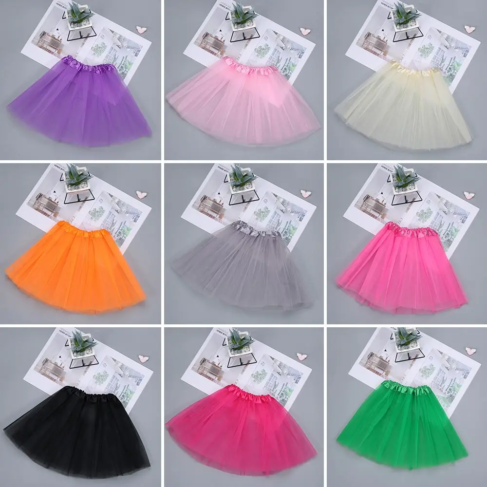 Lovely Princess Dress Girls Tutu Skirt Kids Ballet Dance Tulle Skirt 3 Layered Children Pettiskirt Fancy Performance Costume