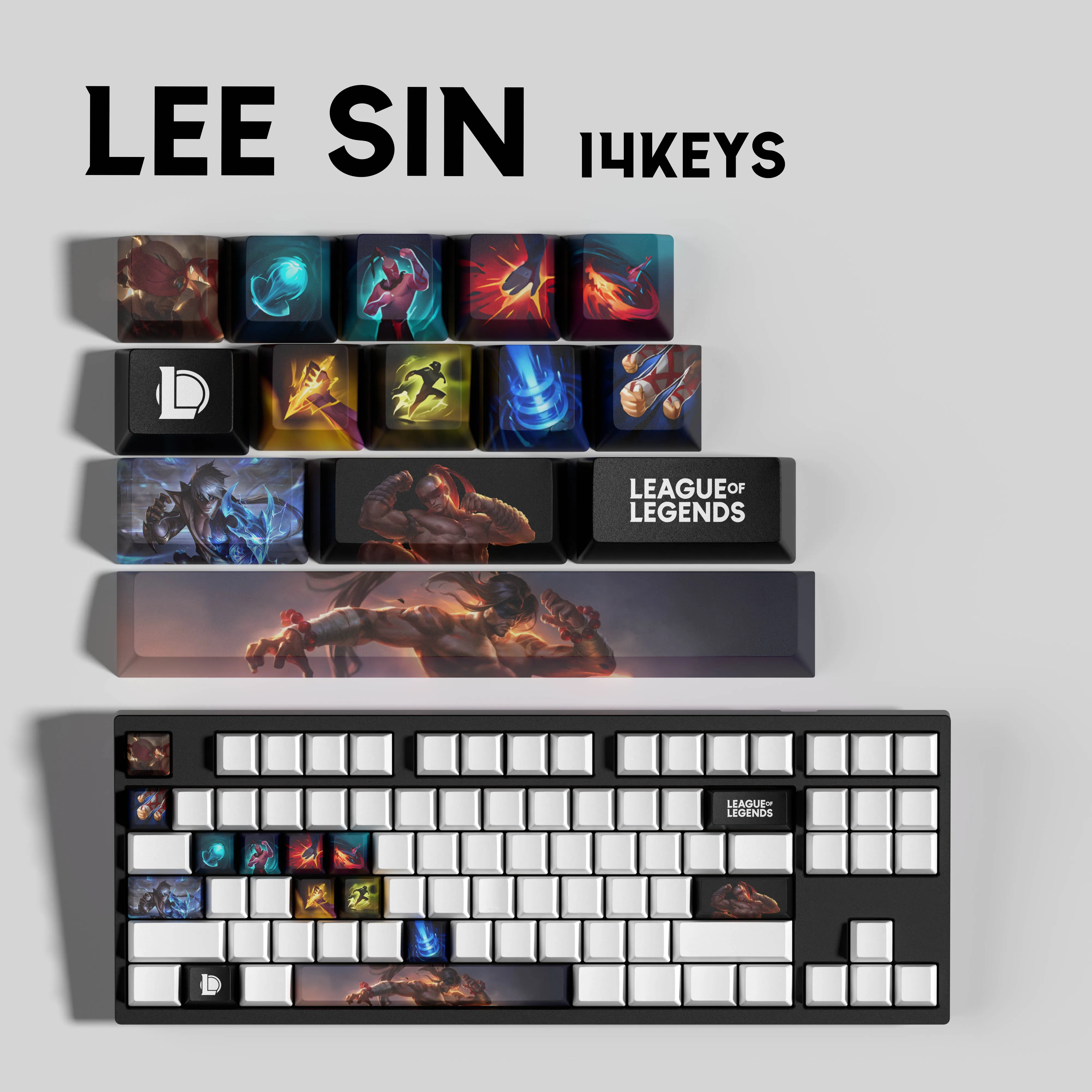 lee sin KEYCAPS New design League of Legends keycaps14KEYCAPS  OEM Profile Keycaps for mechanical keyboard