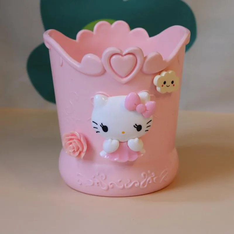 

Cute Sanrio Hello Kitty Pen Container Storage Kawaii Anime Cartoon Desktop Decor Stationery Cosmetic Brush Storage Box Girl Gift