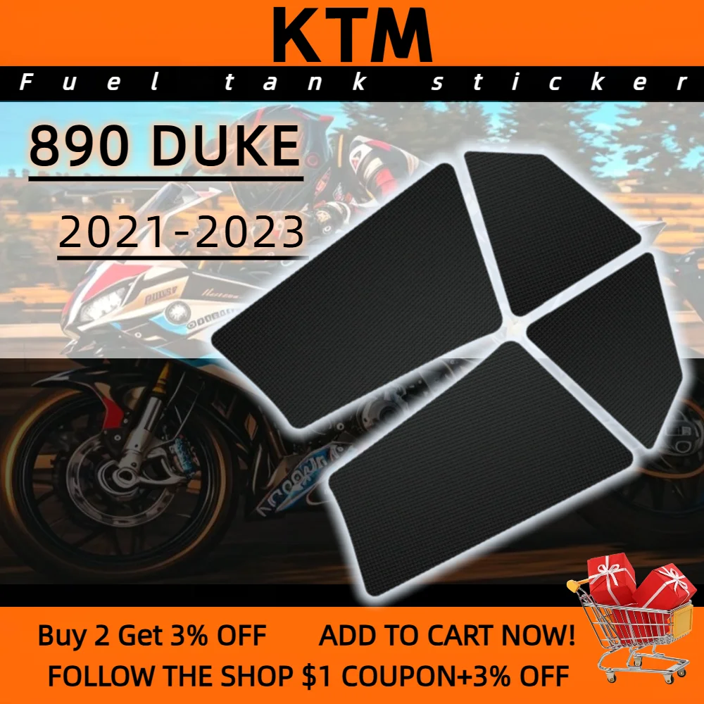 ل KTM 890 DUKE 2021-2023 خزان وسادة دراجة نارية مكافحة زلة الجانب خزان الوقود وسادة واقية ملصقات الغاز قبضة الركبة وسادة تثبيت