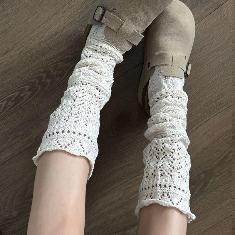 

Уютные полые вязаные носки для женщин, мягкие теплые домашние длинные носки-трубочки, однотонные, осенне-зимние, удобные чулки, ботинки, носки