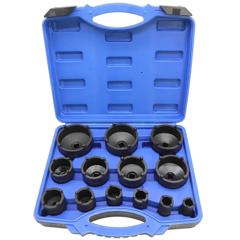 13pc Spindle Nuts Socket Kit Ball Joints Axle Locknut Remove Install Locking Hub Socket for KM Groove Nuts