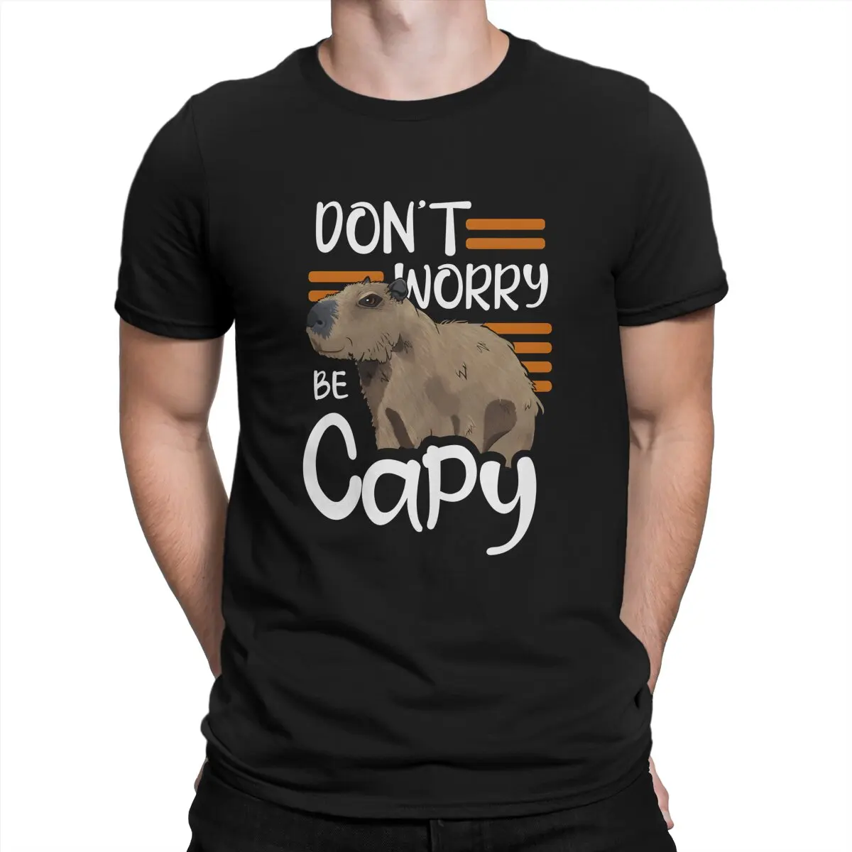 Novelty Impressive T-Shirts for Men Crew Neck 100% Cotton T Shirt capybara Short Sleeve Tees Summer Clothes