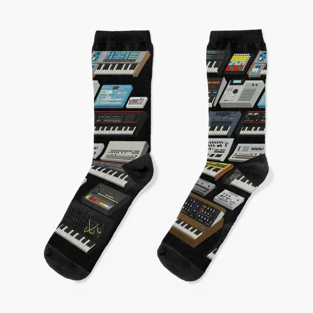 Synthesizer and Drum Machine Fan Collection Socks FASHION retro winter thermal Novelties Women Socks Men's