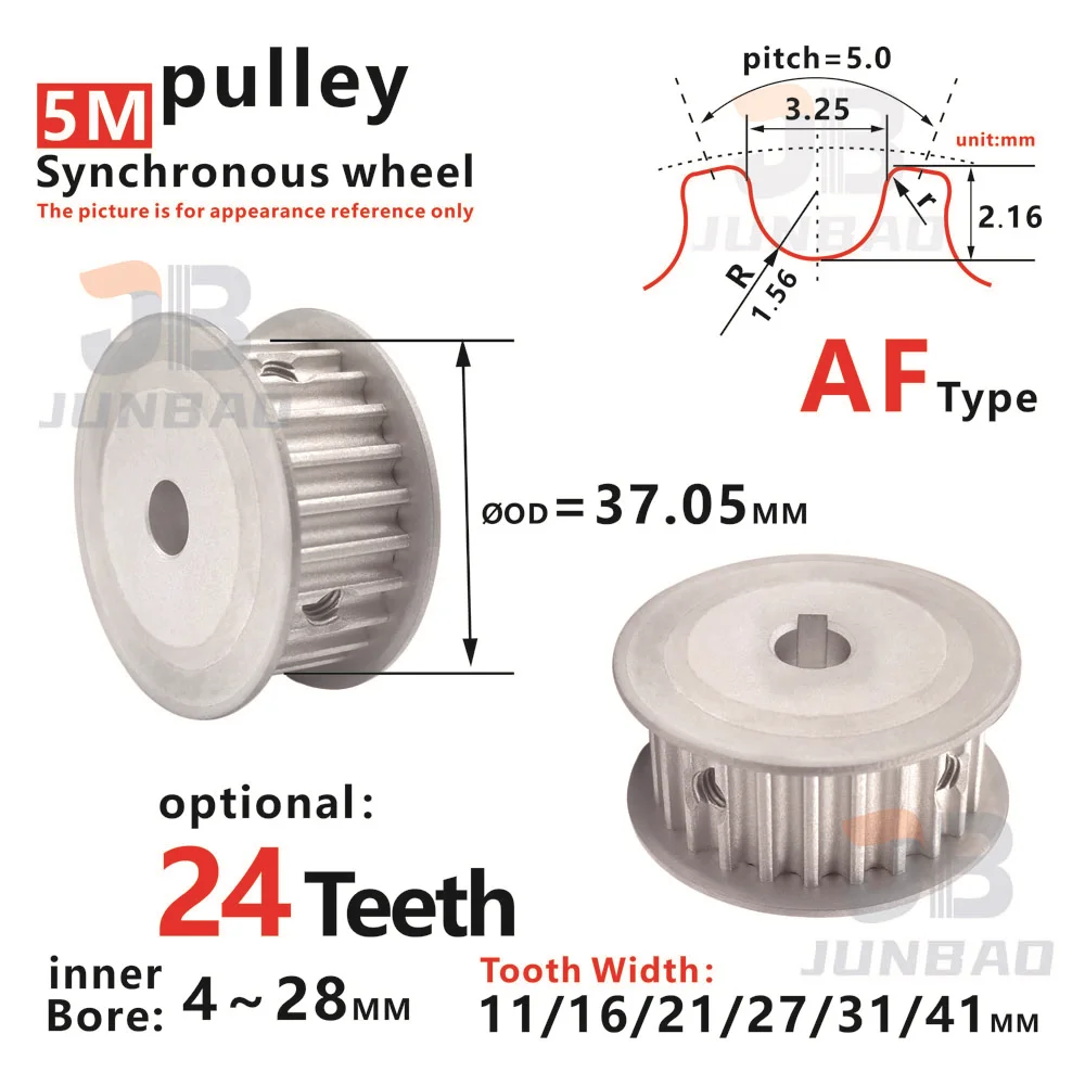 

5M 24Tooth Timing pulley, tooth width 11/16/21/27/31/41MM,HTD5M 24T Both sides flat,inner Bore 5 To 30MM synchronous Belt pulley