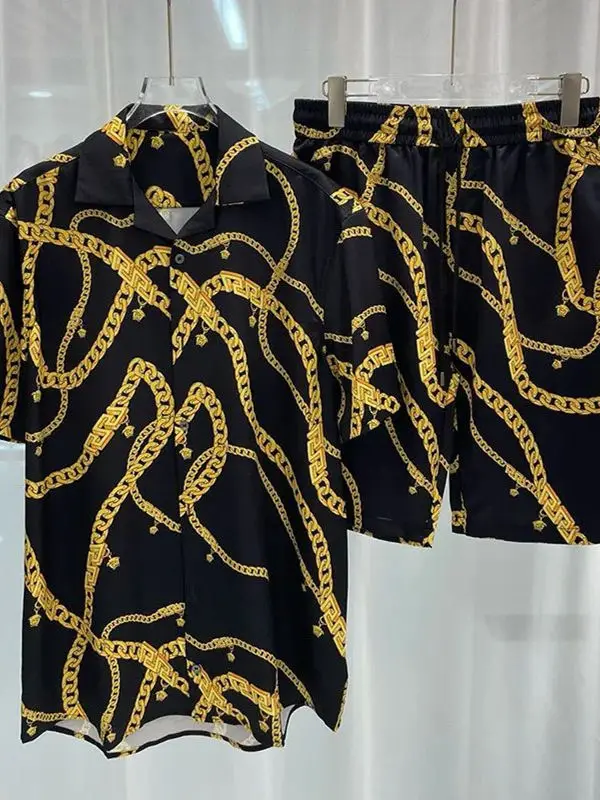 

Men's 3D Printed ort Sve Collar irt Set Casual Sportswear ort Sve irt with Print for Teenagers