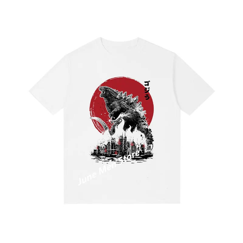 (Uniqlo) JJapanese Godzilla monster Cotton tshirt Fashion Men Cotton T-shirt Top Summer Women Cotton Kid T-Shirt Men Clothing