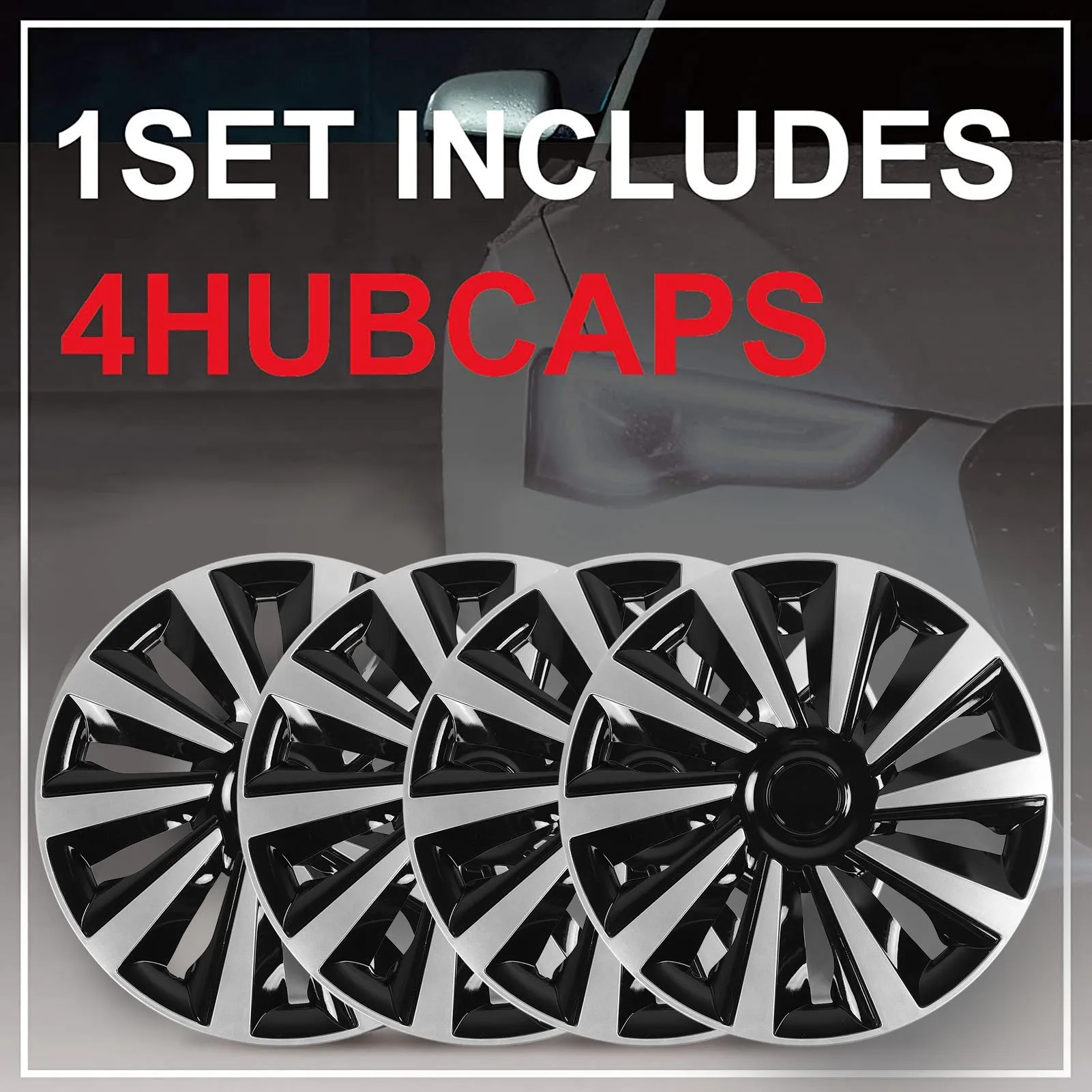 

4 Pcs Lightweight Protection Stylish Look Universal Fit Wheel Rim Cover Hubcaps Hub Cap for Any 15 Inch Steel Wheels