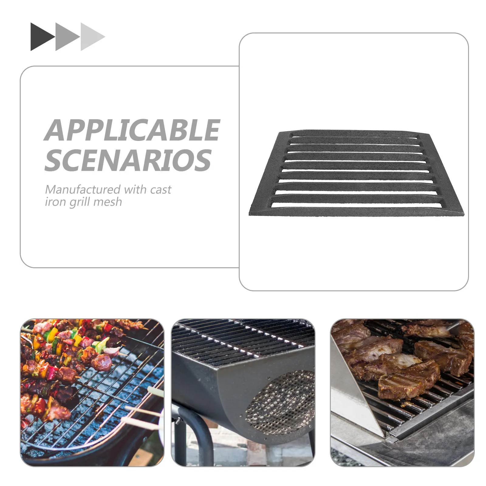 Cast Iron Barbecue Mesh Rectangle Grill Sheet Outdoor Cooking Rack Fire Grate Replacement Bbq Grill Net for Camping Gatherings