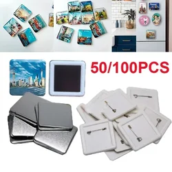 50PCS 100PCS Square strong Magnetic Fridge Magnet Badge 50x50mm Button Parts DIY Decorative Magnets for Home Office Kitchen Wall