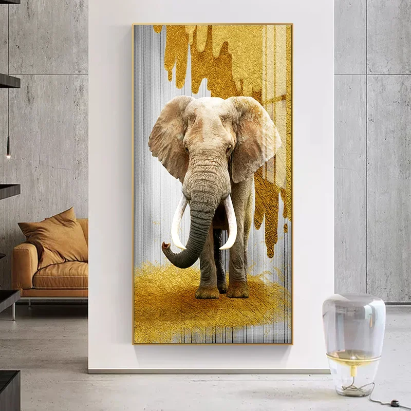 decoration painting, elephant aisle crystal porcelain painting, modern light luxury corridor end hang