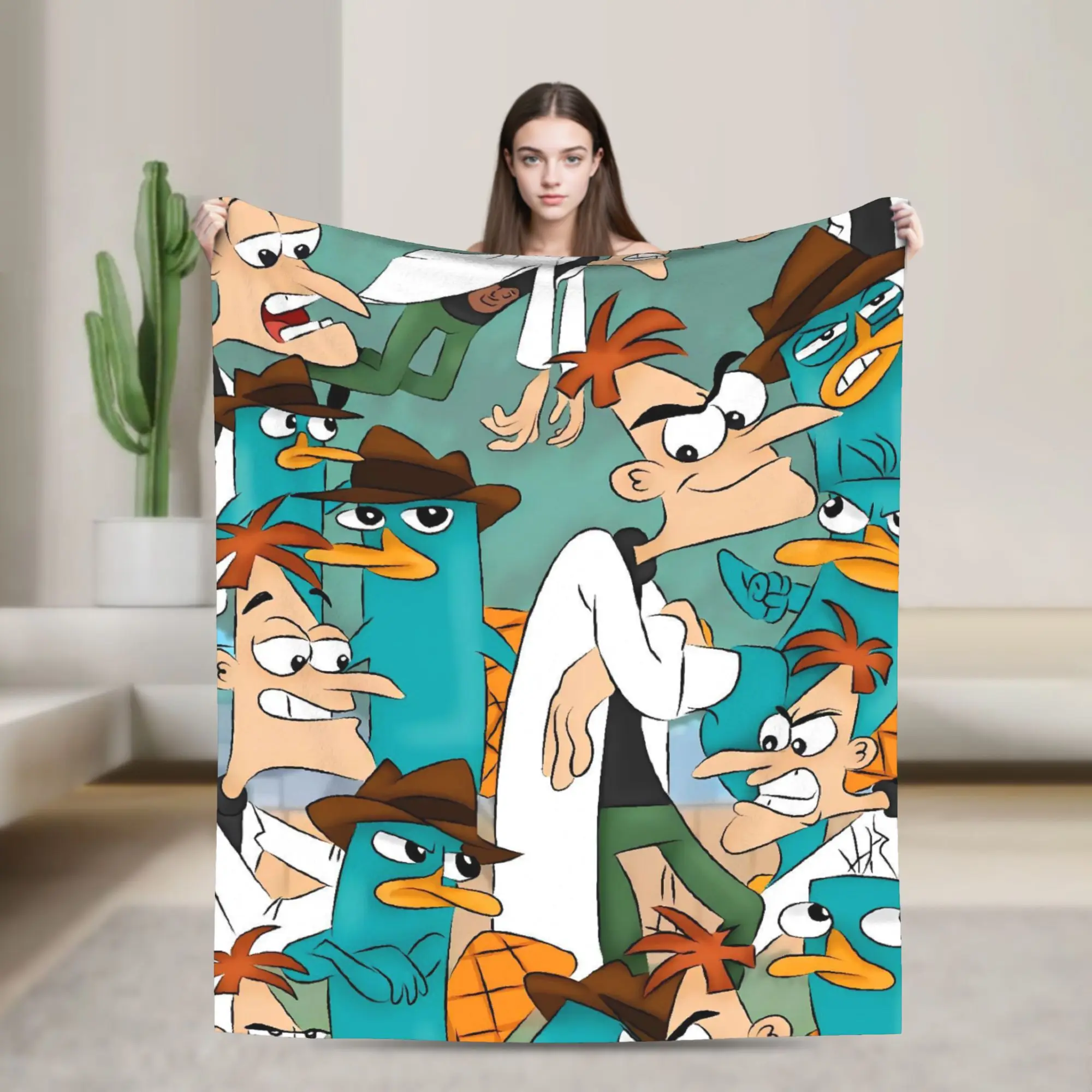 Perry the Platypus Flannel Blanket Winter  Warm Soft Bedding Throws Couch Bed Street Trend Bedspread Sofa Bed Cover
