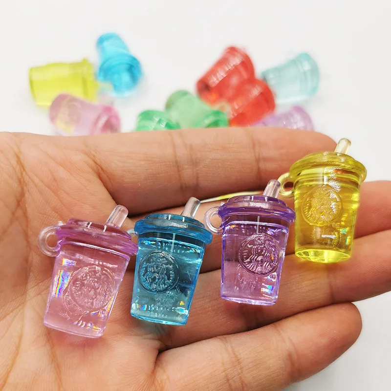 Camal 10pcs Acrylic Decorative Mini Milk Tea Cup Tabletop Shaped Ornament DIY Ornament Children\'s Child Cartoon Toy Decoration