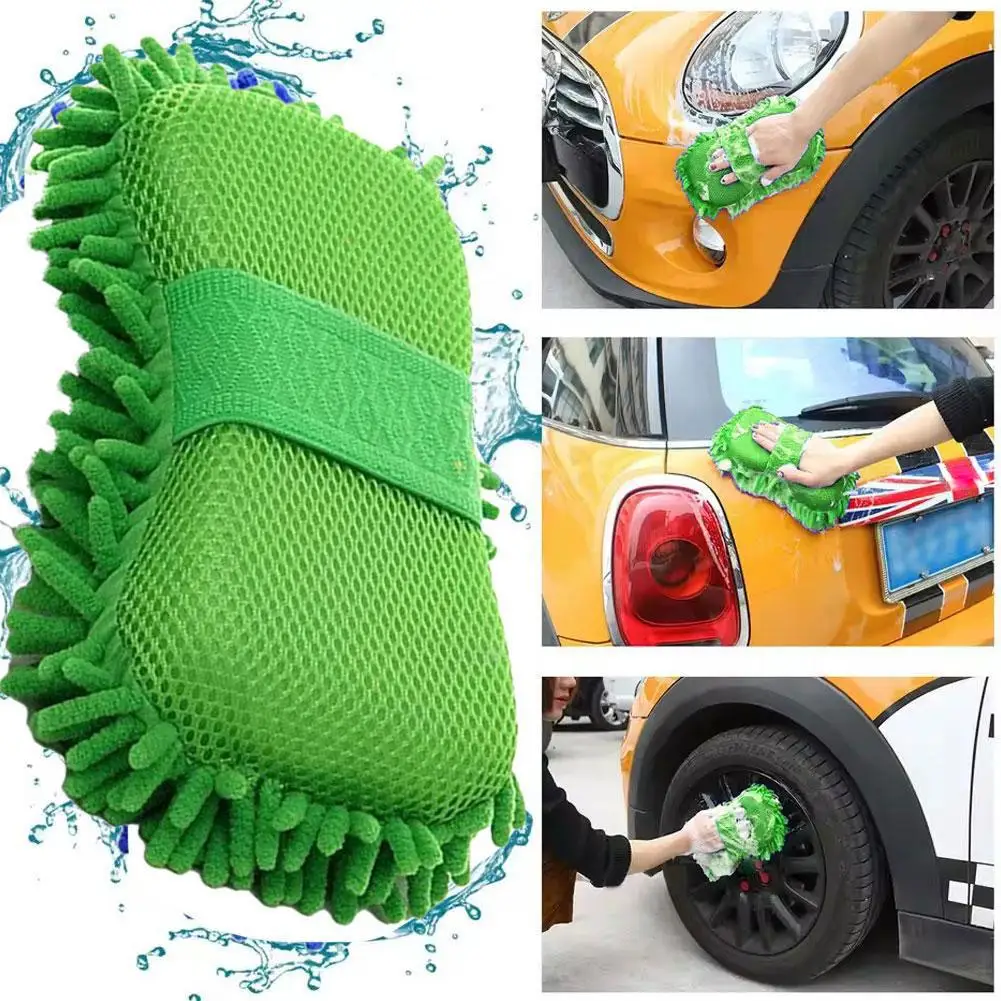 1/2 قطعة قفازات إسفنجة غسيل السيارات سوبر ماصة ستوكات الشنيل المحمولة تنظيف E-الدراجة أداة غسل مجاني قفاز خدش Aut F0V1 #5