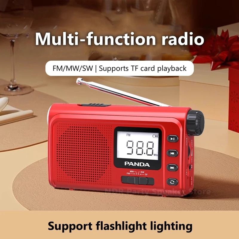 Classical Homeuse Desktop Portable Radio Speaker Pocket Size LCD Display Radio FM,AM,SW Full Band Strong Signal With Flashlight