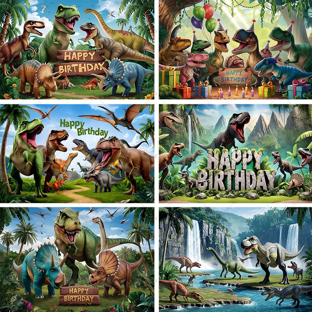 

Dinosaur Jungle Birthday Party Background Jurassic Dinosaur Theme Photo Booth Backdrop Banner Kid Room Photography Prop