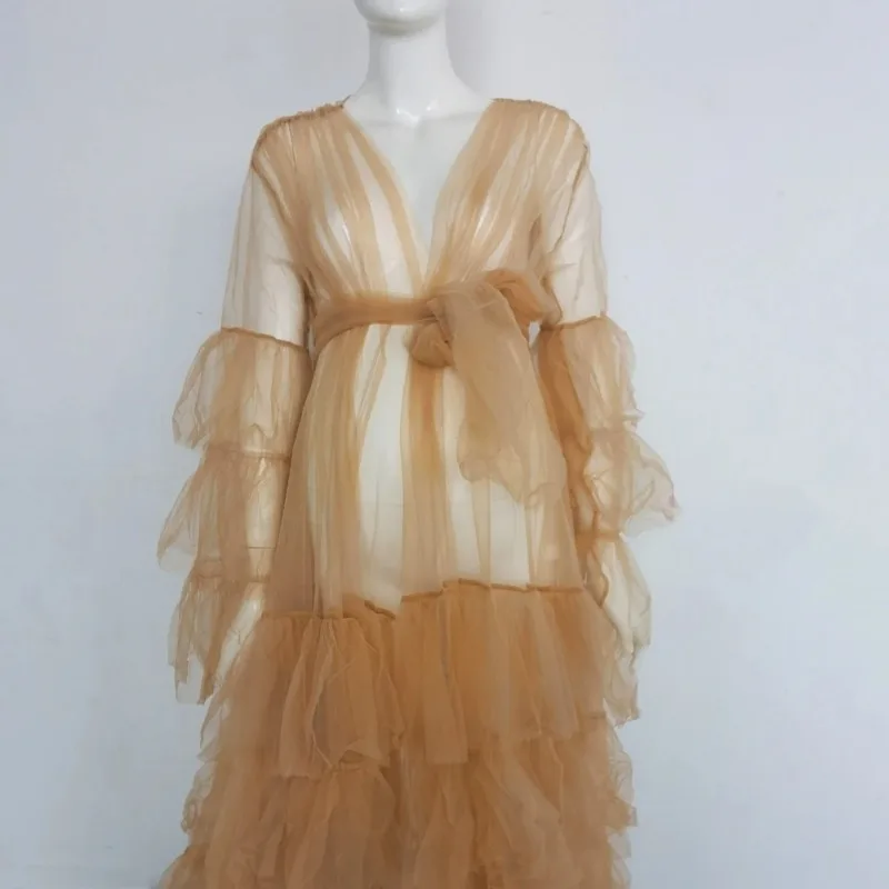 Vestido de pastel de fotografía de maternidad de tul, sesión de fotos de embarazo, Vestido largo de tul, manga larga, tamaño libre