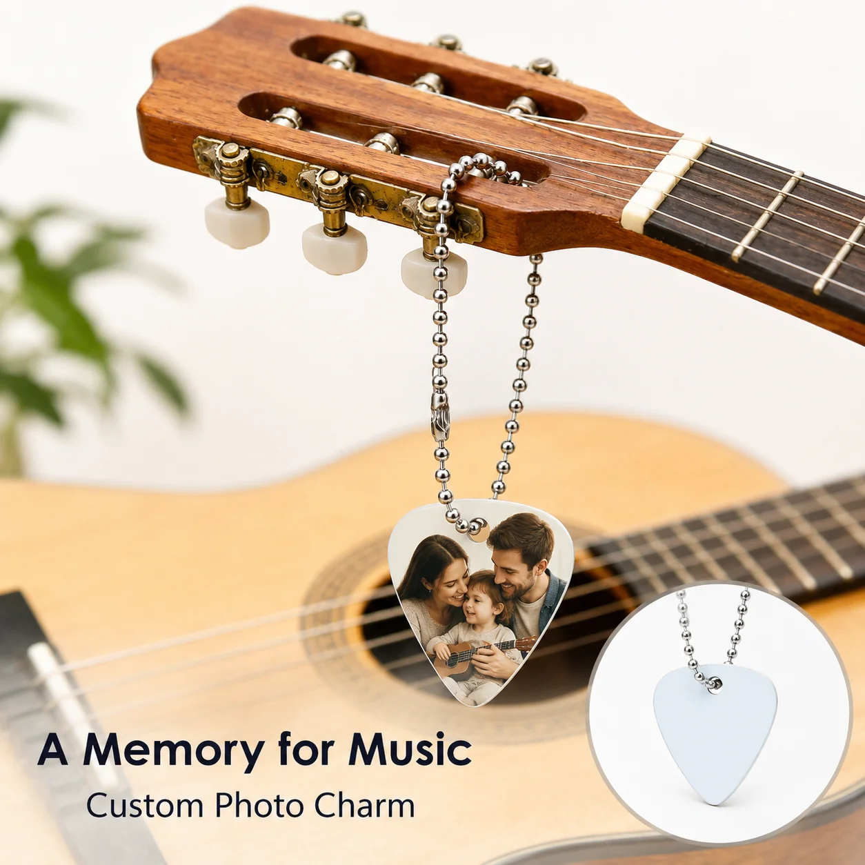 Custom Photo Guitar Picks Personalized Logo Necklace